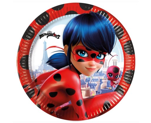 Miraculous Ladybug Cat Noir Papierové taniere 23 cm 8 ks.