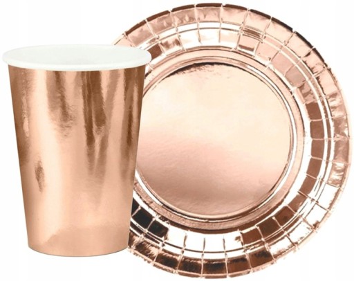 ROSE GOLD papierové taniere metalické ružové zlato svadobné narodeniny 6 ks