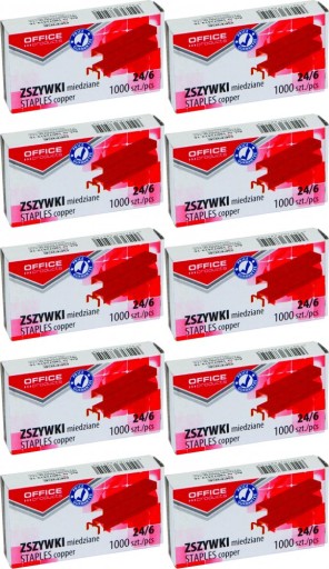 Kancelárske sponky do zošívačky 24/6 1000 kusov kancelárskych produktov x 10 balení