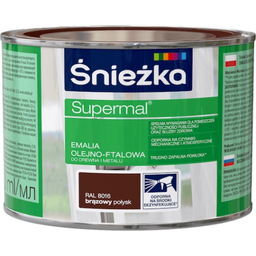 ŚNIEŻKA SUPERMÁLNA OLEJOFTALOVÁ FARBA HNEDÁ 0,4L