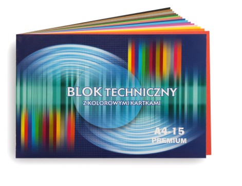 Technický blok A4 farebný 170g PREMIUM 15 farieb