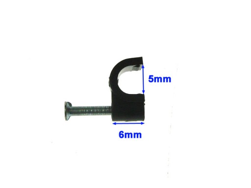 Okrúhly držiak kábla 5mm KN5 100ks čierny (0394)