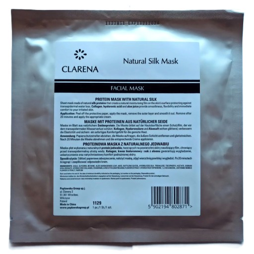 Clarena Natural Silk Mask - proteínová maska vyrobená z prírodného hodvábu