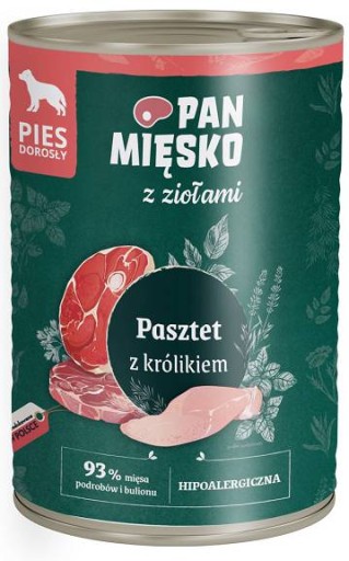 Pan Mięsko Paštéta s bylinkami a králikom pre psov 400g