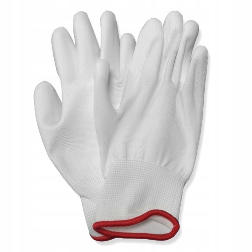 12 PÁR pracovných rukavíc potiahnutých bielym polyuretánom, veľkosť 10-XL