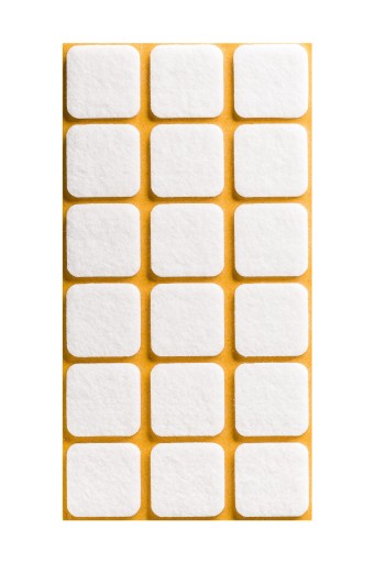 Samolepiace plstené podložky pod štvorcový nábytok – BIELE 25x25mm