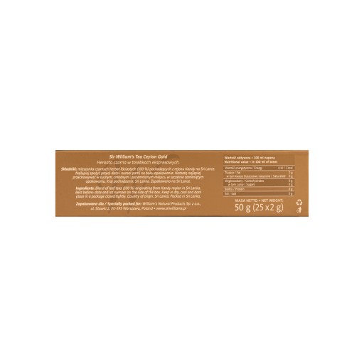 Sir Williams Tea Ceylon Gold čierny čaj 25x2g
