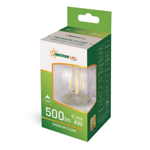 Transparentná LED guľová žiarovka E27 230V 4W COG WW