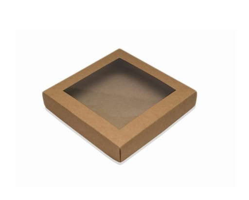 KRABIČKA LEPENÁ S OKIENKOM 20/20/4cm ČERVENÁ PLAST