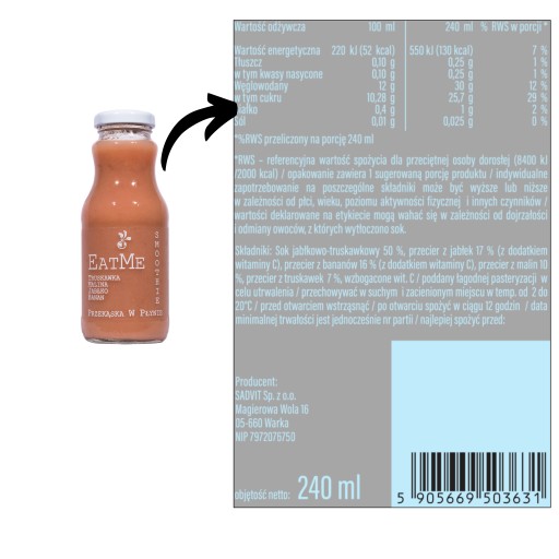 Mousse PRE DETI 100% malina jahoda banán 240ml na výlet do ruksaku