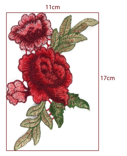 Sada vyšívacích záplat s kvetmi ruží 17 cm - 2 kusy