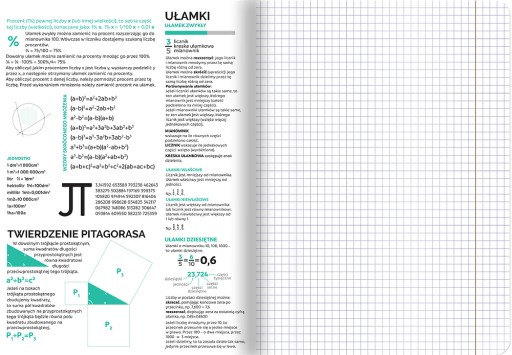Zápisník MATEMATIKA, A5 60k, TOP-2000, mriežka, užitočné hárky