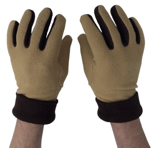 Hnedé flísové zimné rukavice, hnedá veľ. Pracovné odevy Polar WARM, veľkosť M/L