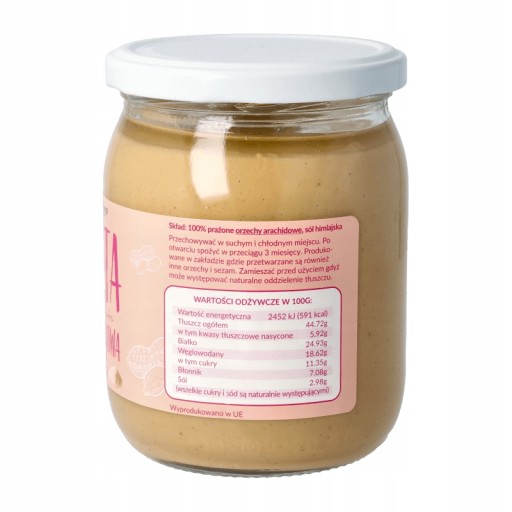 PRÍRODNÁ ARAŠIDOVÁ PASTA S HIMALÁJSKOU SOĽOU ARAŠIDOVÉ MASLO 500G KRUKAM