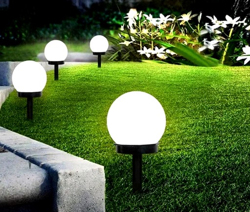 SOLÁRNA ZÁHRADNÁ LAMPA SILNÁ BIELA LED GUĽA XXL 2 ks