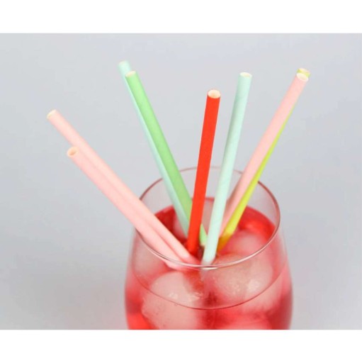 Papierové slamky trubičky PASTEL mix BIO eco x24