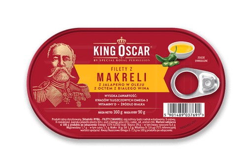 Filety z makrely s Jalapeno v oleji a bielom vínnom octe 160G King Oscar