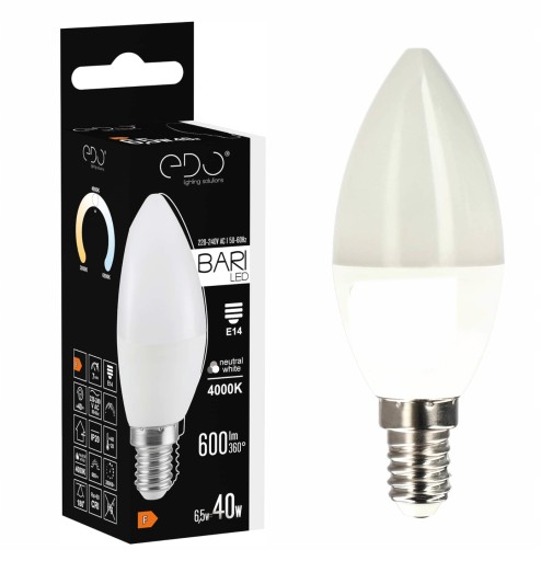 E14 LED žiarovka na sviečku 6,5W 4000K neutrálna 600lm EDO