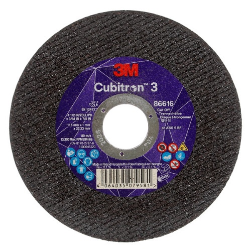 3M Cubitron 3 rezací kotúč, 86616, P60+, T41, 115 mm x 1 mm x 22,23 mm