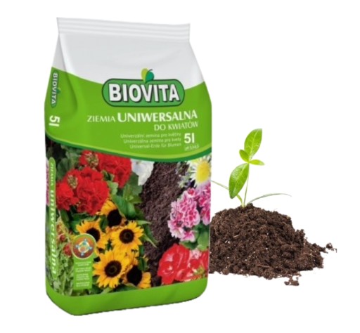 Univerzálna zemina, malá, 5 l, na kvety, rastliny, záhradný substrát, 5,5-6,5 pH