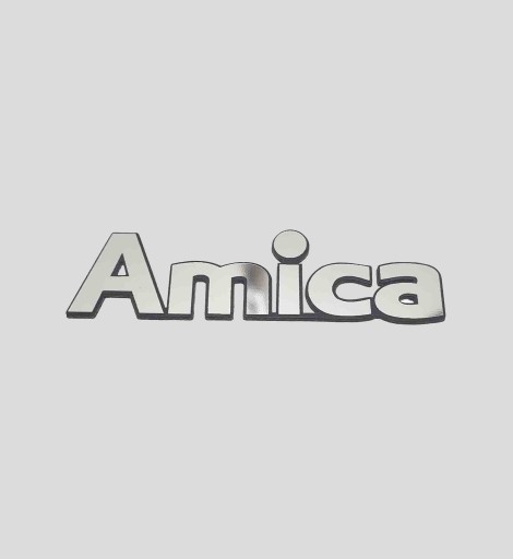 Emblém nálepky AMICA 35 x 10 mm * STRIEBORNÝ CHROM