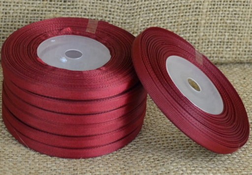 Grogrénová stuha na ozdobnú svadobnú výzdobu, 6mm 22mb, bordová