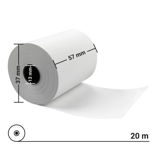 Pokladničné rolky na terminály, termocitlivé termopásky, 57mm, 20m - 10 ks.