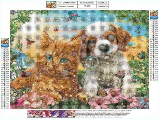 DIAMANTOVÁ VÝŠIVKA Diamantový obraz MAČKA DOG MOZAIKA 40x30 aplikátor puzzle