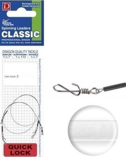 DRAGON Fluorocarbonový náväzec 5kg LIGHT 25cm RÝCHLO