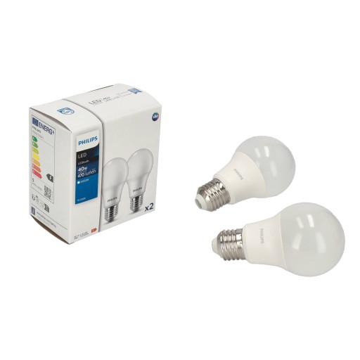 PHILIPS SET 2x E27 LED žiarovka 4,9W = 40W 4000K NEUTRÁLNA BIELA 470lm A60