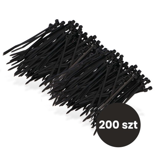 200x sťahovacie pásky Káblové pásky Zipsy 2,5 x 100 mm Silné UV sťahovacie pásky