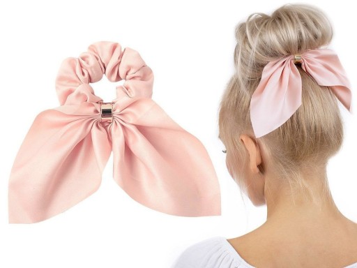 SCRUNCHIE gumička do vlasov, lososová mašľa
