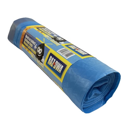 HDPE vrecká so sťahovacou páskou, 60L, modré
