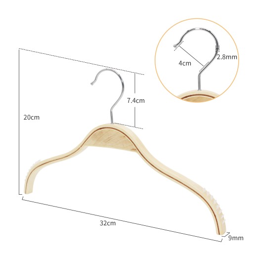POLMART Vešiak na šaty, drevený, silikónová zátka, 32 cm