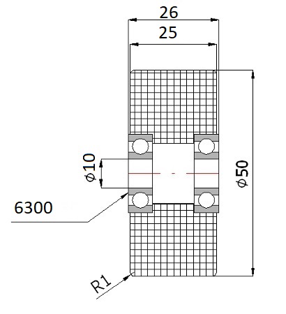 VALČEK fi 50 DVOJITÉ LOŽISKO do 100 kg 10mm