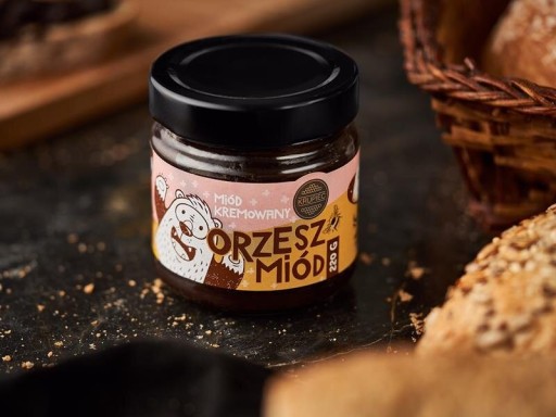 Prírodný krémový med s orechmi Orzeszmiód Krupiec 220g