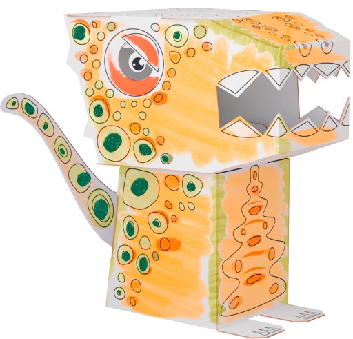 Omaľovánka Monumi Cubehead Dino 3D velociraptor