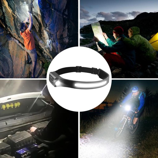 VÝKONNÁ LED HLAVOVÁ LAMPA SNÍMAČ POHYBU HLAVOVEJ LAMPY COB XPE