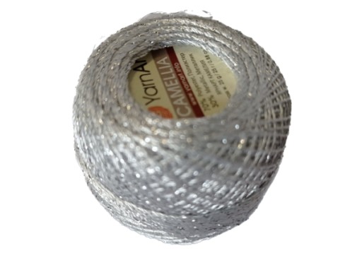 Šnúrka Camellia Yarn Art, metalizovaná 411 striebro