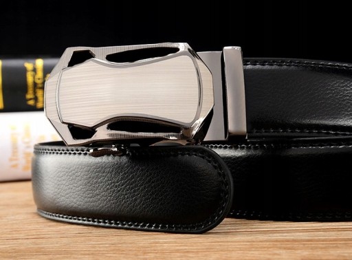 Čierny automatický opasok elegantná kožená kovová pracka pánska