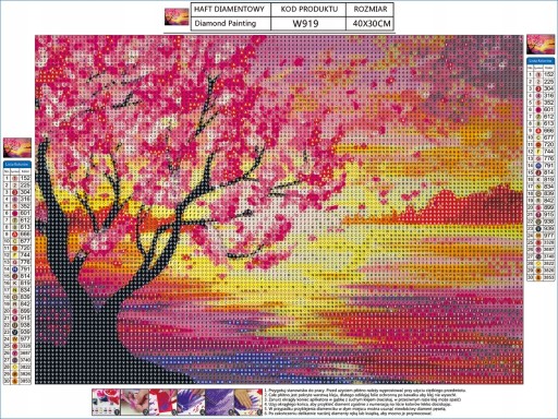Diamantové vyšívanie STROM SUNSET Mozaika 5D Diamond Paintings SET