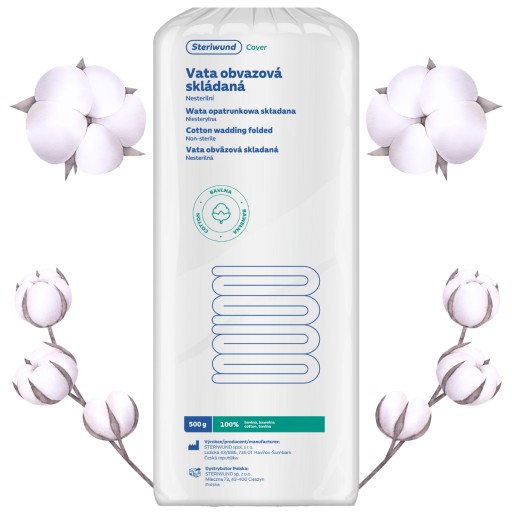 Vata na obväzy 100% bavlna 500g Steriwund