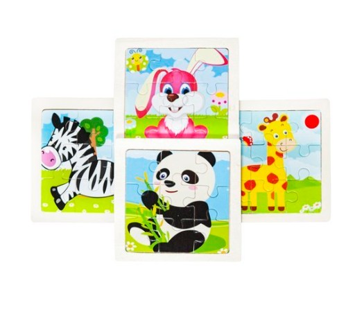 Drevená skladačka - 4 VARIANTY - zebra, králik, žirafa, panda