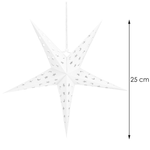 DEKORATÍVNA HVIEZDA 10LED PAPIER 25cm VITRÁŽ STUDENÁ BIELA 3D LAMPA