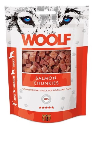 WOOLF SALMON CHUNKIES prírodná pochúťka lososové kocky 100g