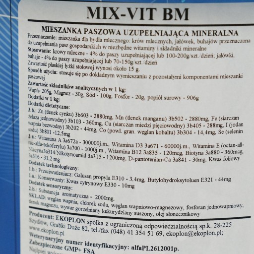 Vitamínový prípravok pre kravy, býky a teľatá Ekoplon MIX-VIT 4kg