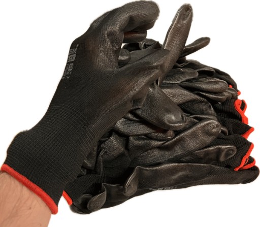 Manuálne dielenské rukavice s čiernym náterom Pu-black 9 - L