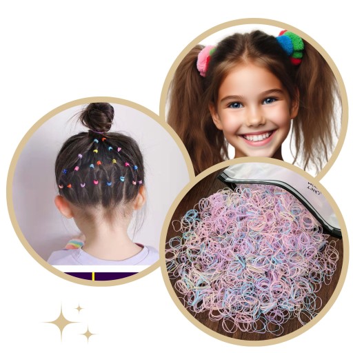 Gumičky do vlasov SET 1000 farebných kúskov pre mini GIRL DURABLE