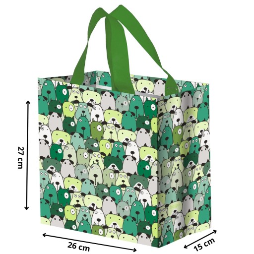 zelená MESH nákupná taška 26x15x27cm malá nákupná taška PYSIAKI