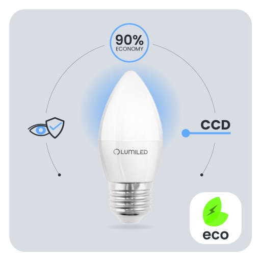 E27 LED žiarovka SVIEČKA 5W = 40W 4000K NEUTRÁLNA BIELE CCD SVIEČKA LUMILED